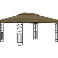 vidaXL Pavillon mit Doppeldach 3x4 m Taupe 180 g/m²