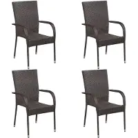 vidaXL Stapelbare Gartenstühle 4 Stk. Poly Rattan Braun
