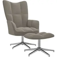 vidaXL Relaxsessel mit Hocker Hellgrau Samt