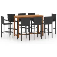 vidaXL 9-tlg. Gartenbar-Set Schwarz