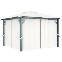 vidaXL Pavillon mit Vorhängen 300 x 300 cm Creme Aluminium