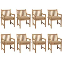 vidaXL Gartenstühle 8 Stk. mit Beigen Kissen Massivholz Teak