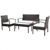 vidaXL 4-tlg. Garten-Lounge-Set mit Auflagen Poly Rattan Braun