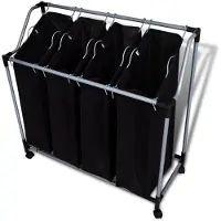 vidaXL - Wäschesortierer - mit - 4 - Taschen - schwarz - und - grau