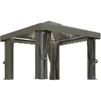 vidaXL Pavillon mit Vorhängen & LED-Lichterkette 3x3 m Taupe