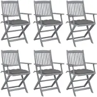 vidaXL Klappbare Gartenstühle 6 Stk. mit Kissen Massivholz Akazie