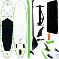 vidaXL Aufblasbares Stand Up Paddle Board Set Grün und Weiß