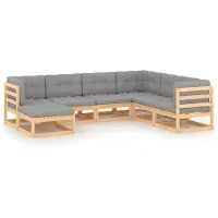 vidaXL 7-tlg. Garten-Lounge-Set mit Kissen Massivholz Kiefer
