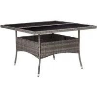 vidaXL Garten-Esstisch Grau Poly Rattan und Glas