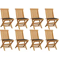 vidaXL Gartenstühle mit Taupe Kissen 8 Stk. Massivholz Teak