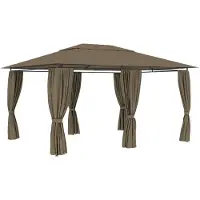 vidaXL Gartenzelt mit Vorhängen 4x3 m Taupe 180 g/m²