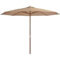 vidaXL Sonnenschirm mit Holzmast 350 cm Taupe