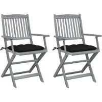 vidaXL Klappbare Gartenstühle 2 Stk. mit Kissen Massivholz Akazie