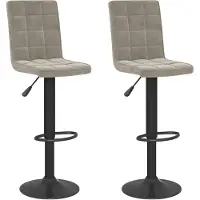 vidaXL Barhocker 2 Stk. Hellgrau Samt
