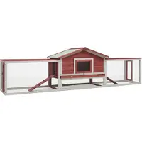 vidaXL Kaninchenstall Rot 310x70x87 cm Kiefer & Tanne Massivholz