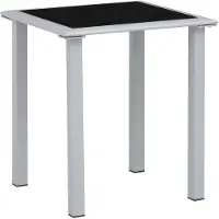 vidaXL Gartentisch Schwarz und Silbern 41x41x45 cm Stahl und Glas