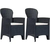 vidaXL Gartenstühle 2 Stk. mit Kissen Anthrazit Kunststoff Rattan-Optik