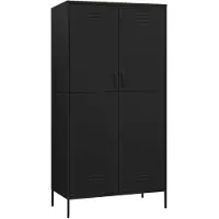 vidaXL Kleiderschrank Schwarz 90x50x180 cm Stahl