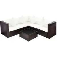 vidaXL 4-tlg. Garten-Lounge-Set mit Kissen Poly-Rattan Braun