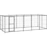 vidaXL Outdoor-Hundezwinger mit Überdachung Stahl 12,1 m2 3082294