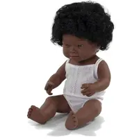 Miniland afrikanisches Mädchen 38cm mit Down Syndrom, 31171, braun