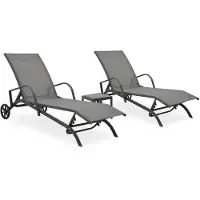 vidaXL Sonnenliegen 2 Stk. mit Tisch Textilene und Stahl