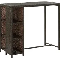 vidaXL Bartisch mit Regal Braun 120x60x110 cm Poly Rattan