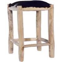 vidaXL Barhocker Echtes Ziegenfell und Teak Massivholz