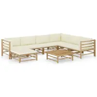 vidaXL 8-Tlg Garten-Lounge-Set mit Cremeweißen Kissen Bambus 3058219