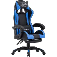 vidaXL Gaming-Stuhl mit Fußstütze Blau und Schwarz Kunstleder