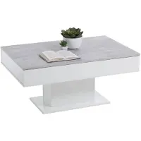 FMD Couchtisch "Avola", grau (beton la, weiß edelglanz, weiß, beton la), B:100,4cm H:46,1cm T:65,4cm, Tische, Couchtisch, mit Stauraum unter der verschiebbaren Tischplatte, 100 x 80 cm