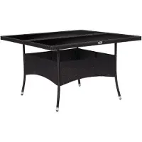 vidaXL Garten-Esstisch Schwarz Poly Rattan und Glas
