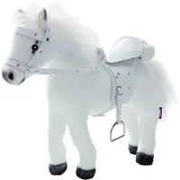 Götz 3401485 Pferd mit Sattel/Zaumzeug, weiß, ca. 50cm
