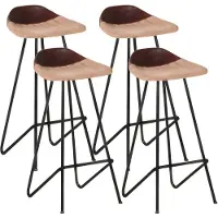 vidaXL Barhocker 4 Stk. Braun Echtleder