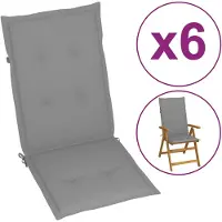 vidaXL Gartenstuhlauflagen für Hochlehner 6 Stk. Grau 120x50x3cm Stoff