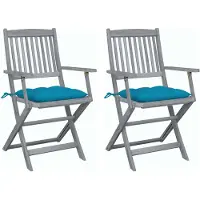 vidaXL Klappbare Gartenstühle 2 Stk. mit Kissen Massivholz Akazie