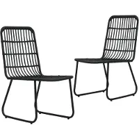 vidaXL Gartenstühle 2 Stk. Poly Rattan Schwarz