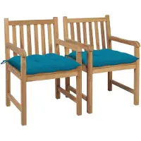 vidaXL Gartenstühle 2 Stk. mit Hellblauen Kissen Massivholz Teak