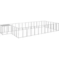 vidaXL Hundezwinger Silbern 22,99 m² Stahl