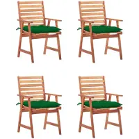 vidaXL Garten-Essstühle 4 Stk. mit Kissen Massivholz Akazie