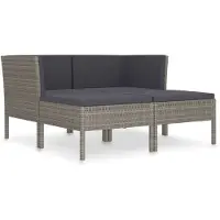 vidaXL 4-tlg. Garten-Lounge-Set mit Auflagen Poly Rattan Grau