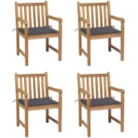 vidaXL Gartenstühle 4 Stk. mit Anthrazit Kissen Massivholz Teak