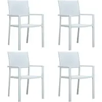 vidaXL Gartenstühle 4 Stk. Weiß Kunststoff Rattan-Optik
