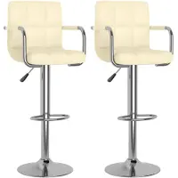 vidaXL Barhocker 2 Stk. Creme Kunstleder