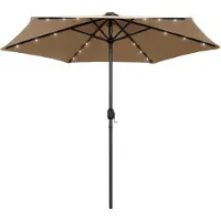 vidaXL Sonnenschirm mit LED-Beleuchtung und Alu-Mast 270 cm Taupe