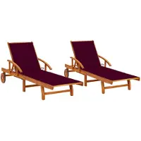 vidaXL Sonnenliegen 2 Stk. mit Auflagen Massivholz Akazie