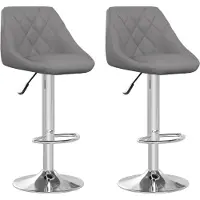 vidaXL Barhocker 2 Stk. Grau Kunstleder
