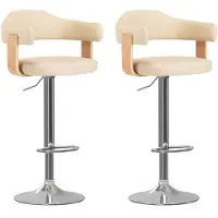 vidaXL Barhocker 2 Stk. Creme Bugholz und Kunstleder