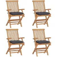vidaXL Gartenstühle mit Anthrazit Kissen 4 Stk. Massivholz Teak