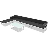 vidaXL 5-tlg. Garten-Lounge-Set Textilene Aluminium Schwarz